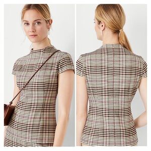 Ann Taylor Plaid Cap Sleeve Top